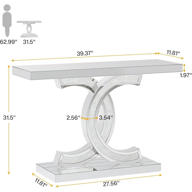 Console, Table d'entrée avec pieds géométriques, Table de canapé - 30P x 100L x 80H cm