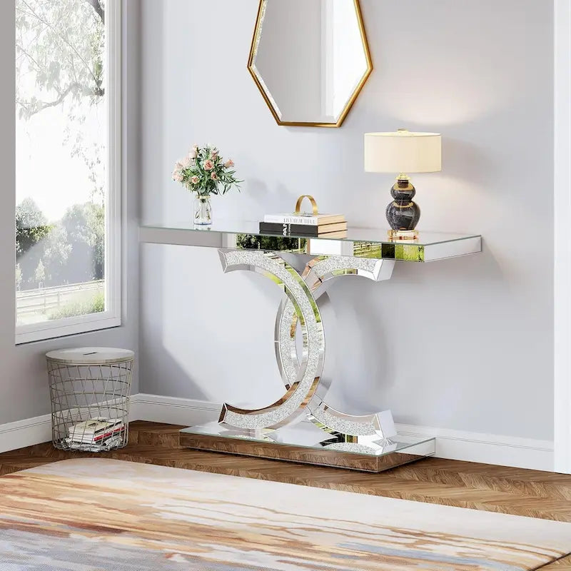 Console, Table d'entrée avec pieds géométriques, Table de canapé - 30P x 100L x 80H cm