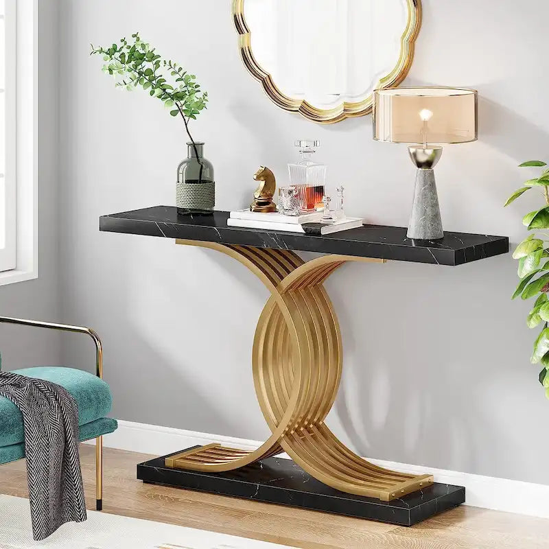 Console, Table d'entrée avec pieds géométriques, Table de canapé - 30P x 100L x 80H cm