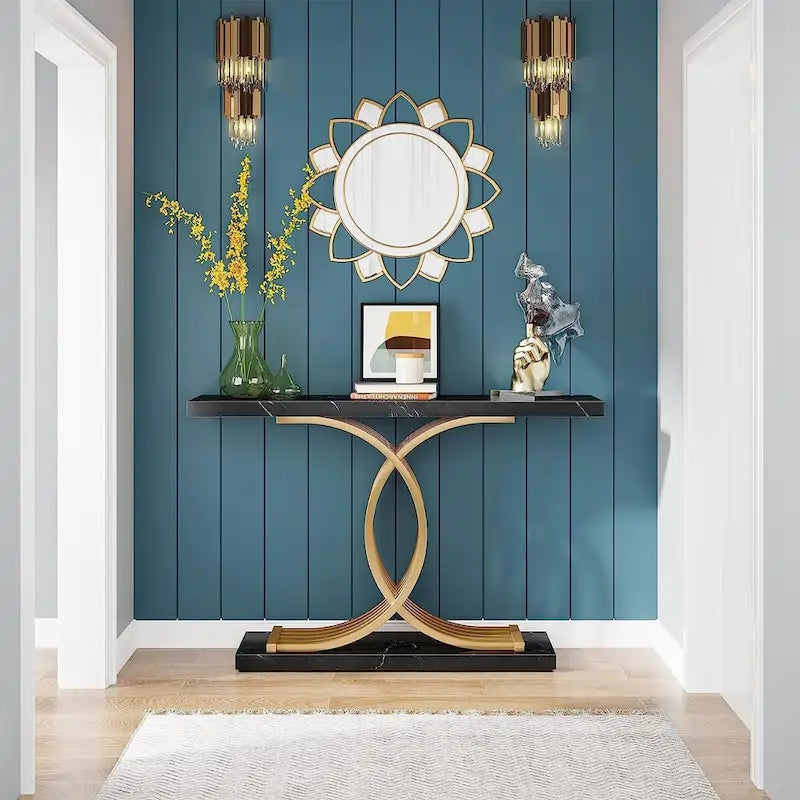 Console, Table d'entrée avec pieds géométriques, Table de canapé - 30P x 100L x 80H cm