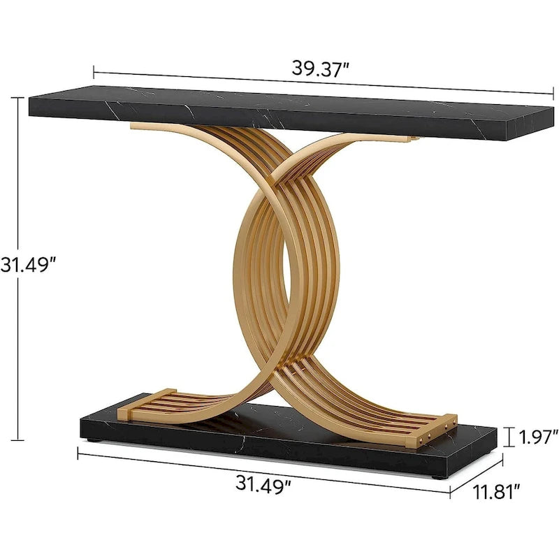 Console, Table d'entrée avec pieds géométriques, Table de canapé - 30P x 100L x 80H cm