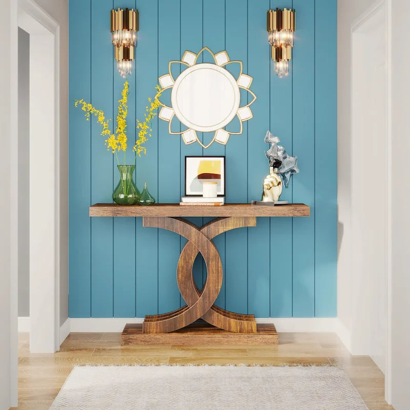 Console, Table d'entrée avec pieds géométriques, Table de canapé - 30P x 100L x 80H cm
