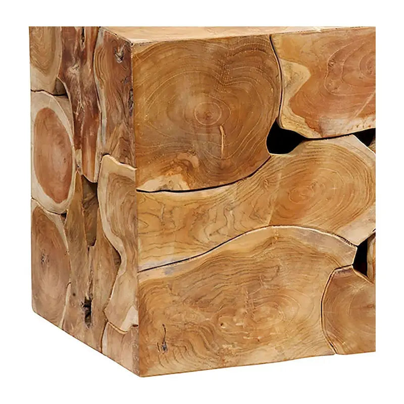 Banc rectangulaire Scarlett 55 pouces en racine de teck massif, fini naturel
