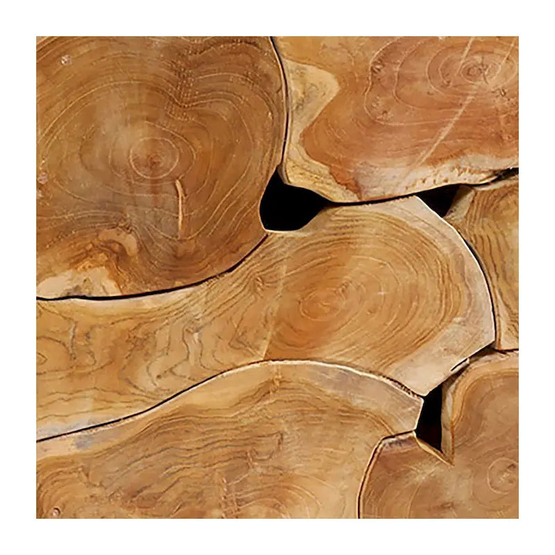 Banc rectangulaire Scarlett 55 pouces en racine de teck massif, fini naturel