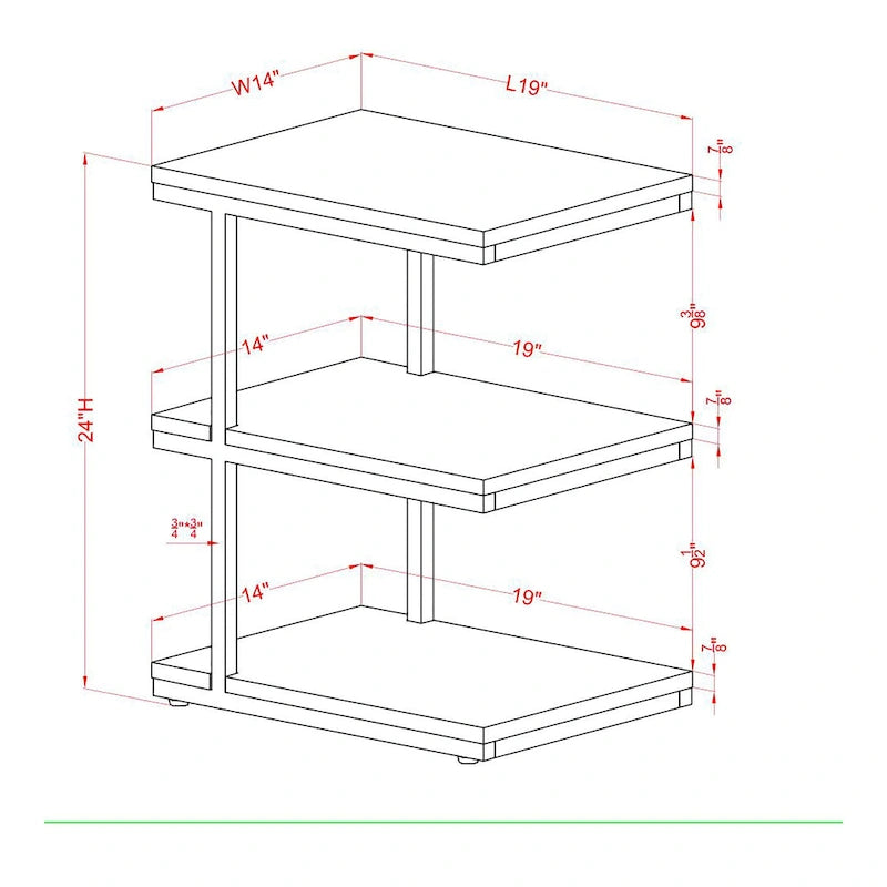 Table d'appoint à 2 étagères en bois Jolle Contemporary de 19 pouces par Furniture of America