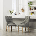 Chaises d'hôtesse Roundhill Furniture à oreilles, capitonnées, en bois massif avec clous décoratifs argentés (Lot de 2)