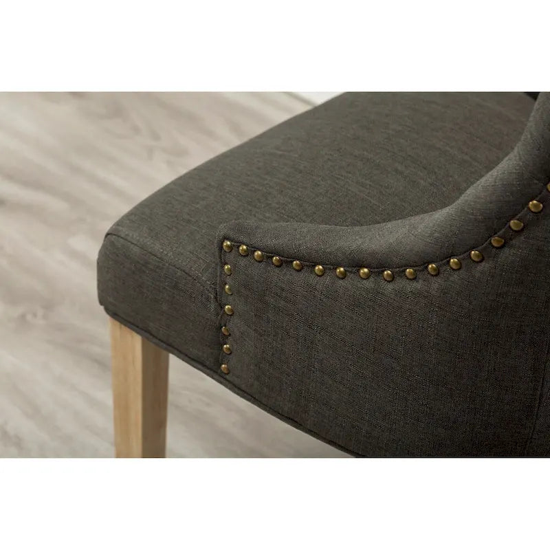 Chaises d'hôtesse Roundhill Furniture à oreilles, capitonnées, en bois massif avec clous décoratifs argentés (Lot de 2)