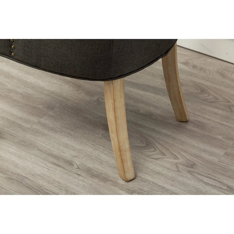Chaises d'hôtesse Roundhill Furniture à oreilles, capitonnées, en bois massif avec clous décoratifs argentés (Lot de 2)
