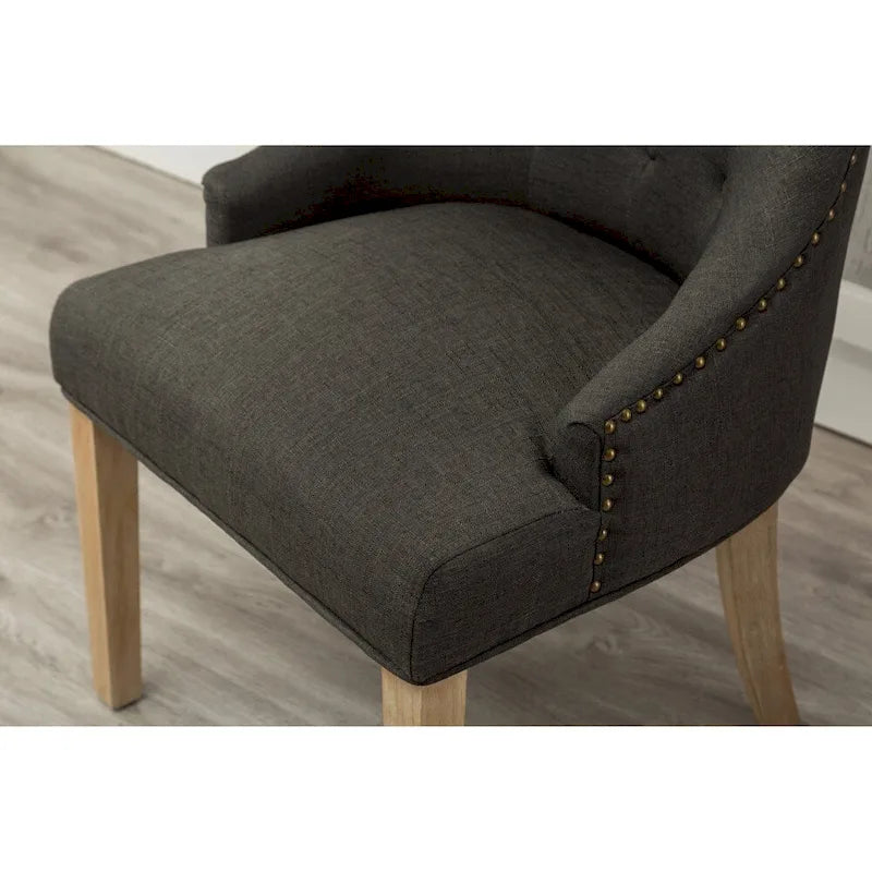Chaises d'hôtesse Roundhill Furniture à oreilles, capitonnées, en bois massif avec clous décoratifs argentés (Lot de 2)