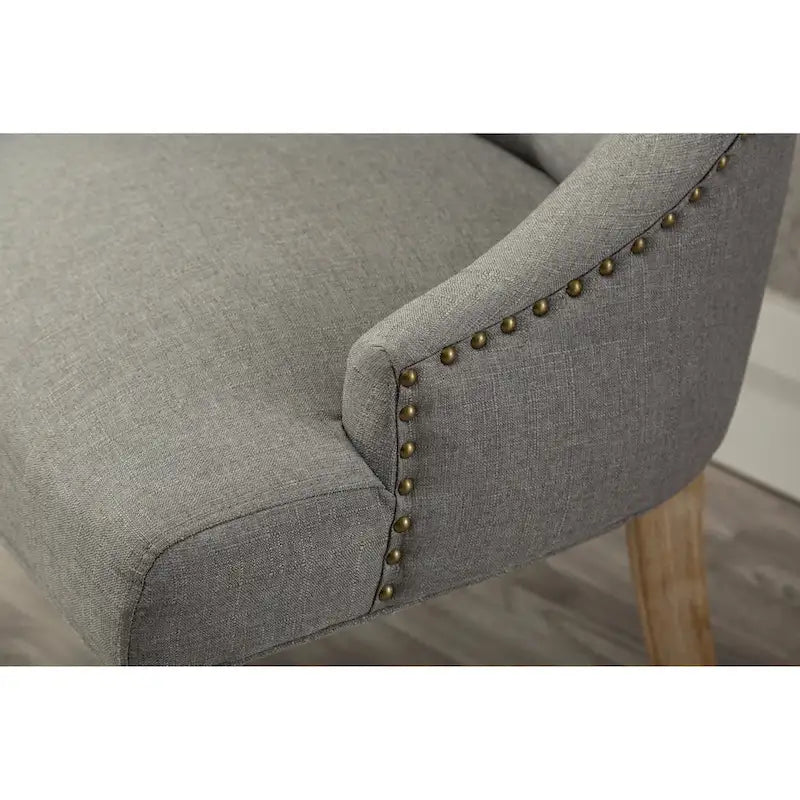 Chaises d'hôtesse Roundhill Furniture à oreilles, capitonnées, en bois massif avec clous décoratifs argentés (Lot de 2)