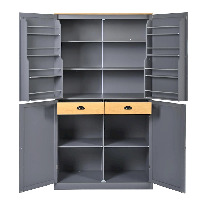 40,2x20x71,3 cm Grande armoire de cuisine sur pied avec 2 tiroirs, 2 étagères réglables et 8 compartiments de porte