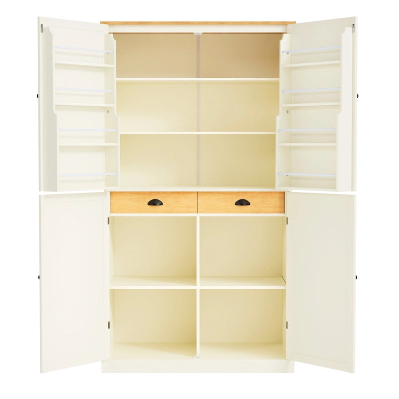 40,2x20x71,3 cm Grande armoire de cuisine sur pied avec 2 tiroirs, 2 étagères réglables et 8 compartiments de porte