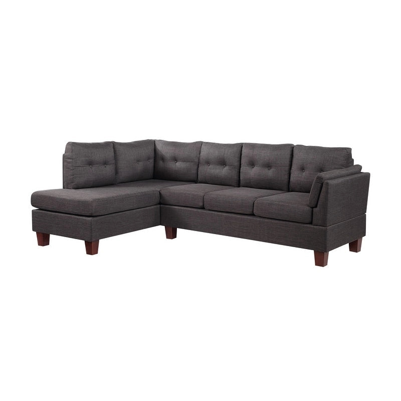 Canapé d'angle moderne Dalia Linen avec méridienne côté gauche