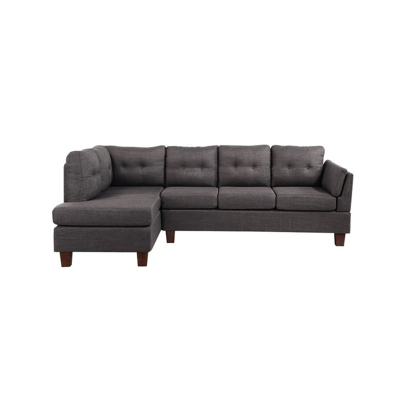 Canapé d'angle moderne Dalia Linen avec méridienne côté gauche