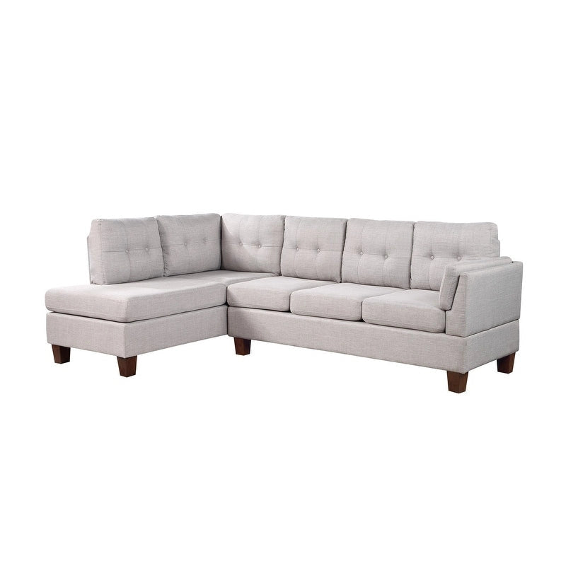 Canapé d'angle moderne Dalia Linen avec méridienne côté gauche