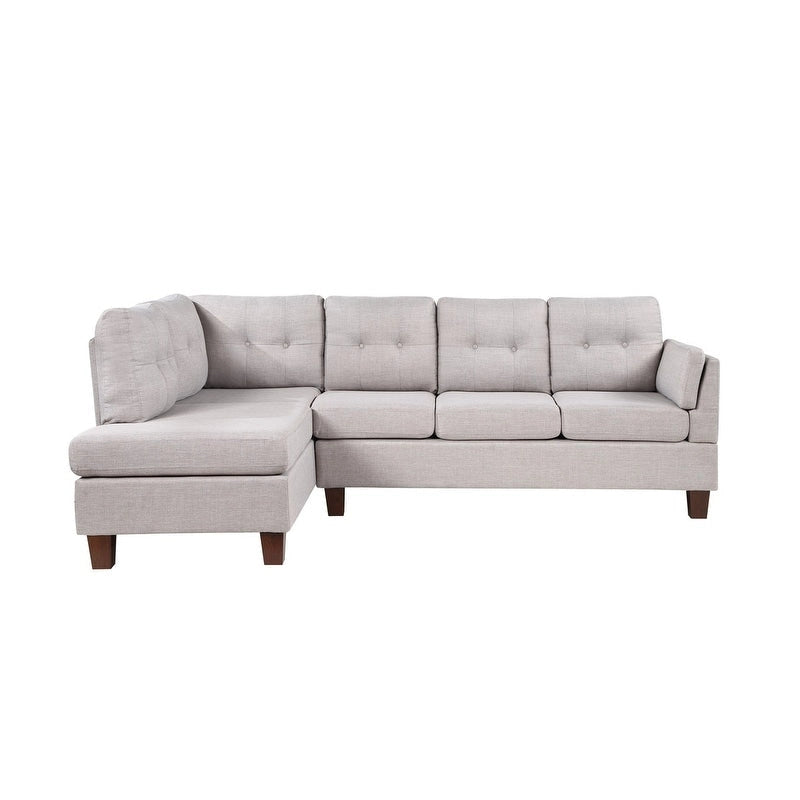 Canapé d'angle moderne Dalia Linen avec méridienne côté gauche