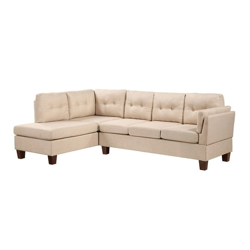 Canapé d'angle moderne Dalia Linen avec méridienne côté gauche