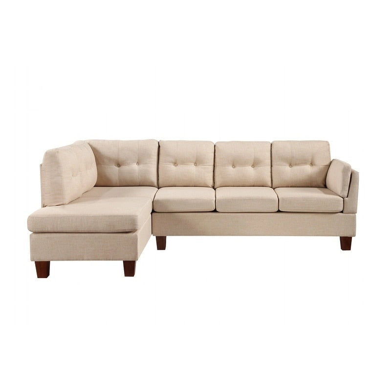 Canapé d'angle moderne Dalia Linen avec méridienne côté gauche