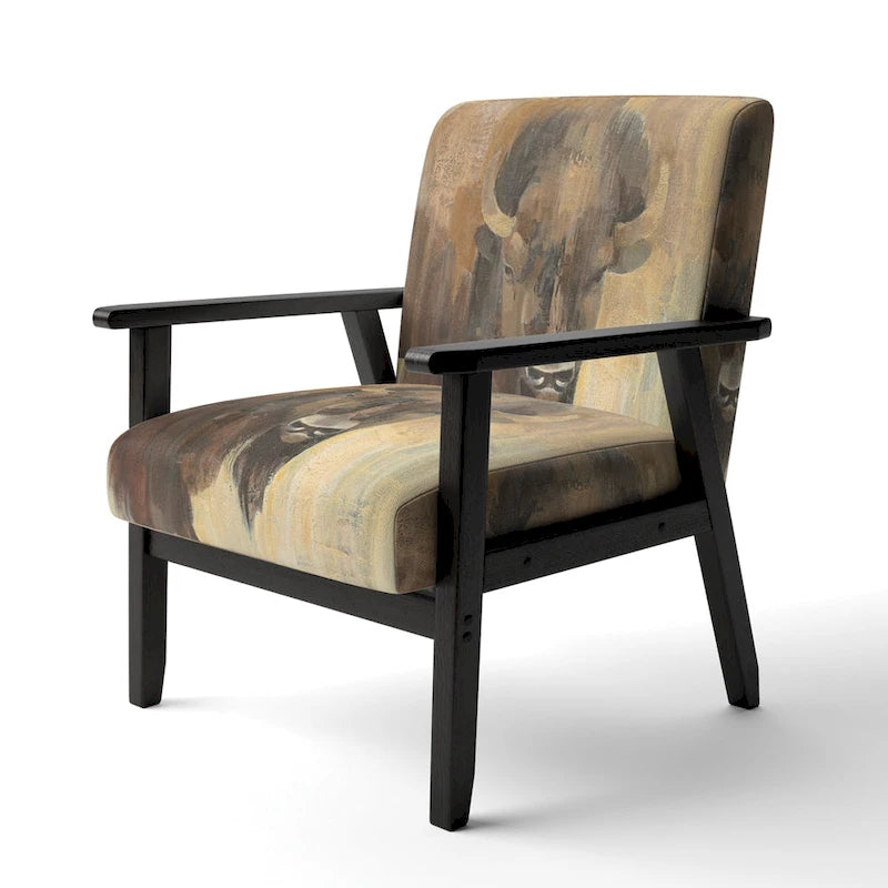 Designart Fauteuil d'appoint moderne de style campagnard Into The Wild Gold Buffalo rembourré - Fauteuil avec accoudoirs