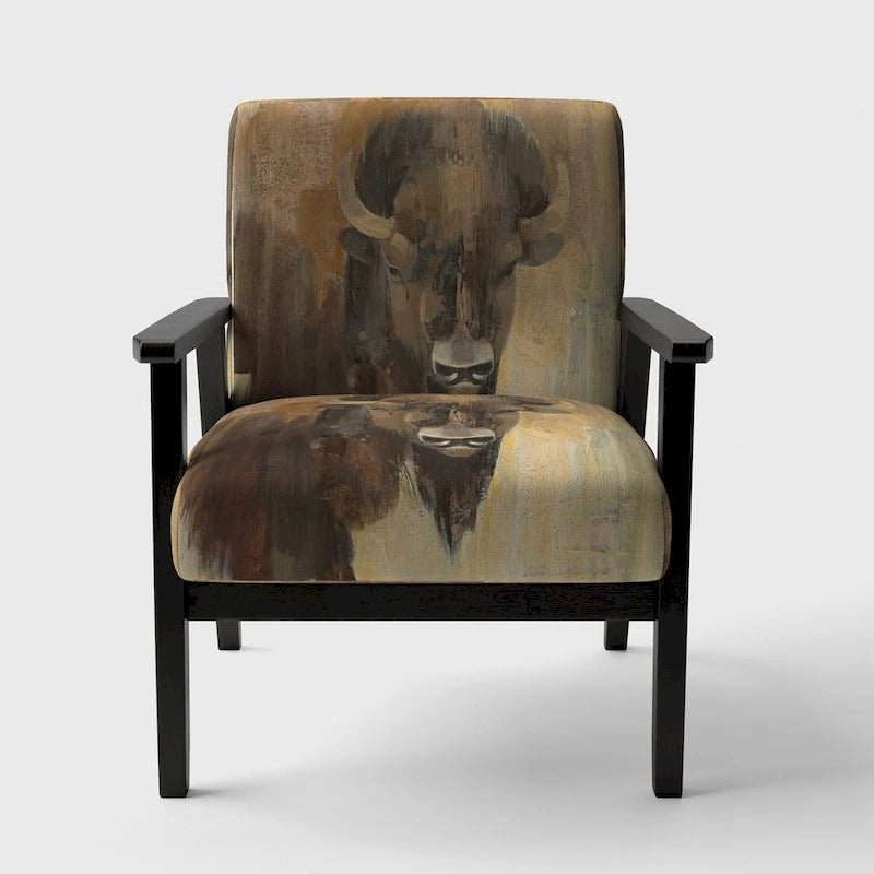 Designart Fauteuil d'appoint moderne de style campagnard Into The Wild Gold Buffalo rembourré - Fauteuil avec accoudoirs