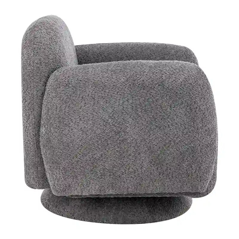 Fauteuil d'appoint pivotant rond en tissu bouclé avec accoudoir, lot de 1