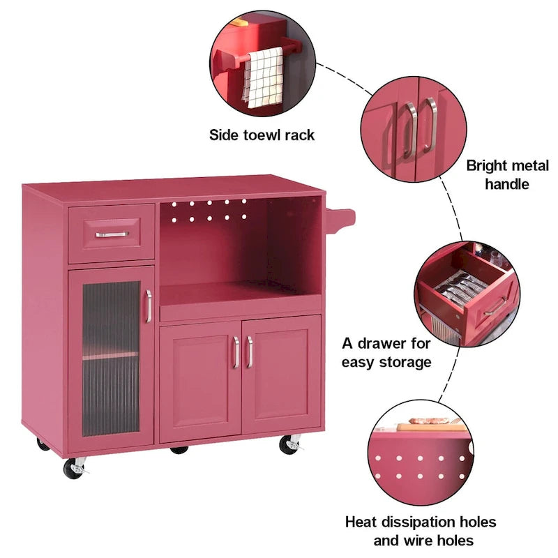 Desserte de cuisine multifonctionnelle avec porte-serviettes, grand espace de rangement