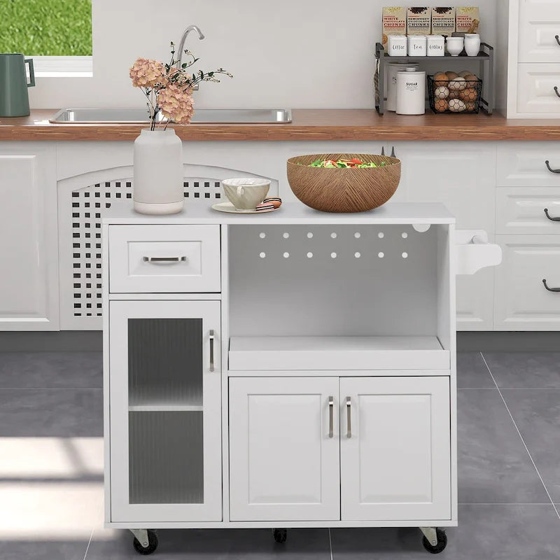 Desserte de cuisine multifonctionnelle avec porte-serviettes, grand espace de rangement