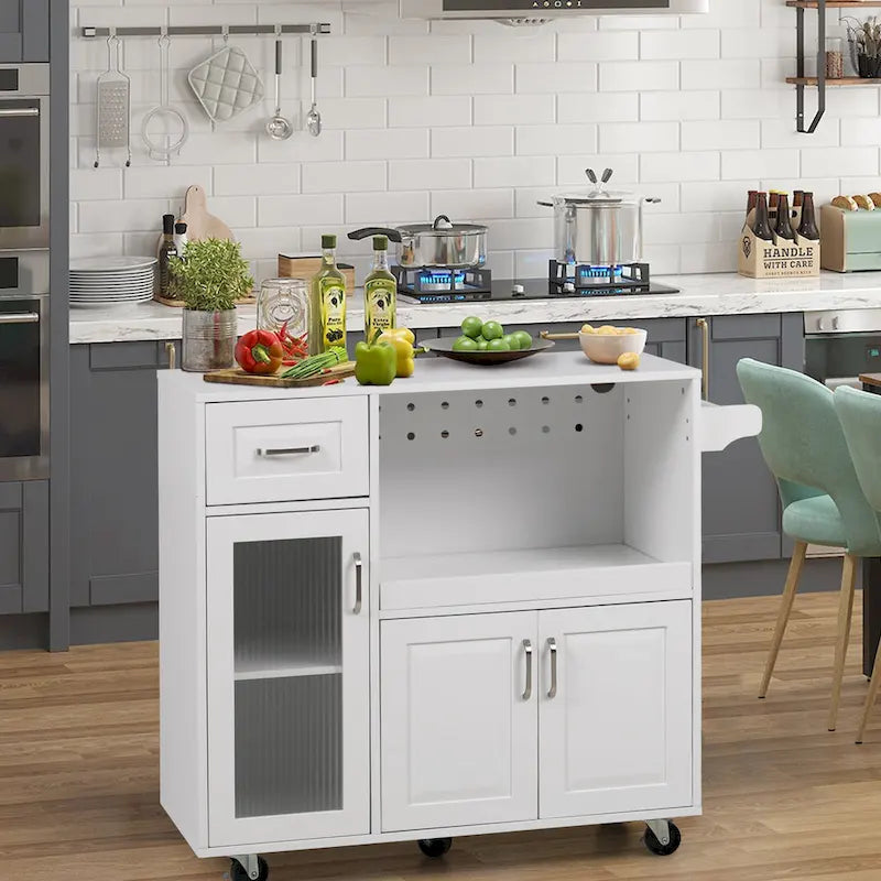 Desserte de cuisine multifonctionnelle avec porte-serviettes, grand espace de rangement