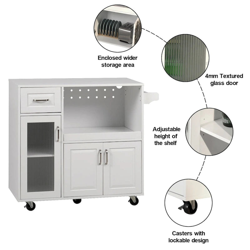 Desserte de cuisine multifonctionnelle avec porte-serviettes, grand espace de rangement