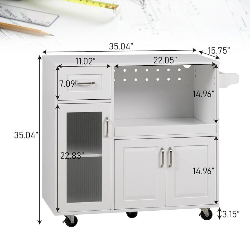 Desserte de cuisine multifonctionnelle avec porte-serviettes, grand espace de rangement