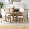 Ensemble de salle à manger 5 pièces avec table ronde extensible et 4 chaises rembourrées Style Ferme