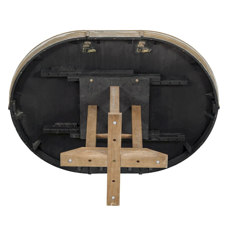 Ensemble de salle à manger 5 pièces avec table ronde extensible et 4 chaises rembourrées Style Ferme