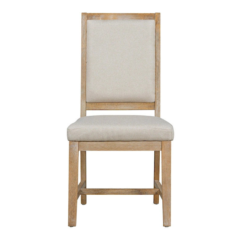 Ensemble de salle à manger 5 pièces avec table ronde extensible et 4 chaises rembourrées Style Ferme