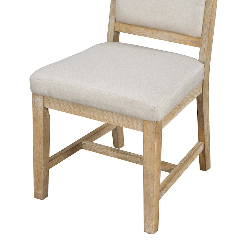 Ensemble de salle à manger 5 pièces avec table ronde extensible et 4 chaises rembourrées Style Ferme