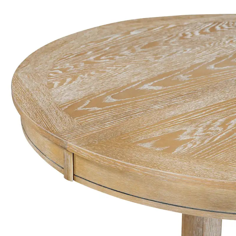 Ensemble de salle à manger 5 pièces avec table ronde extensible et 4 chaises rembourrées Style Ferme