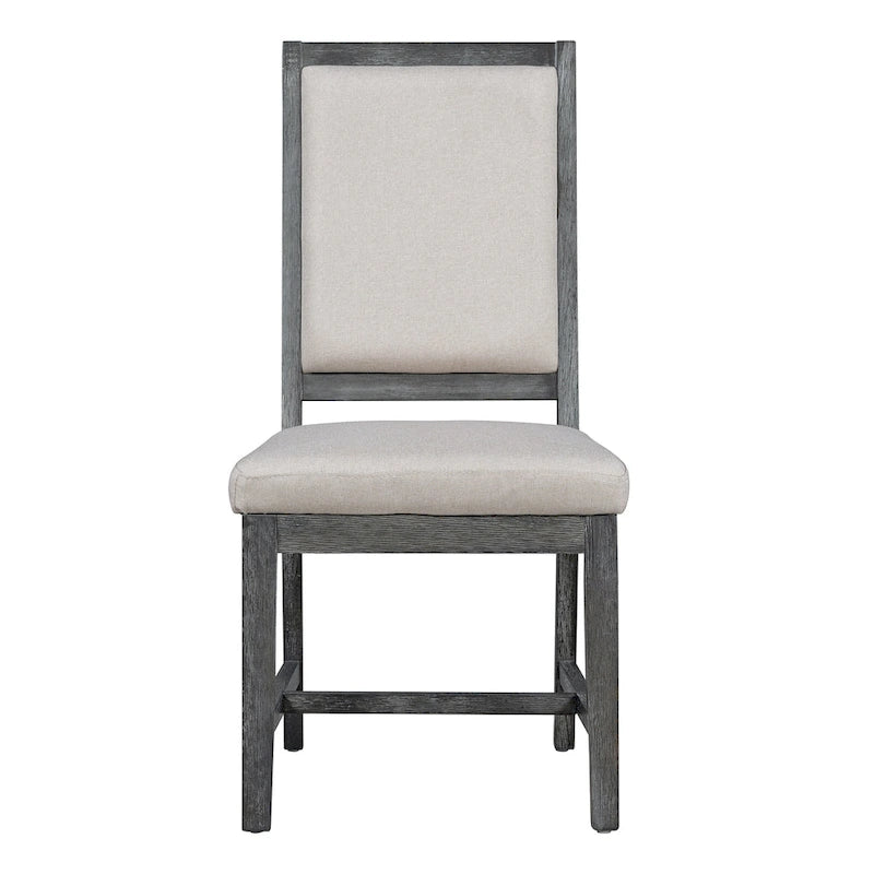 Ensemble de salle à manger 5 pièces avec table ronde extensible et 4 chaises rembourrées Style Ferme