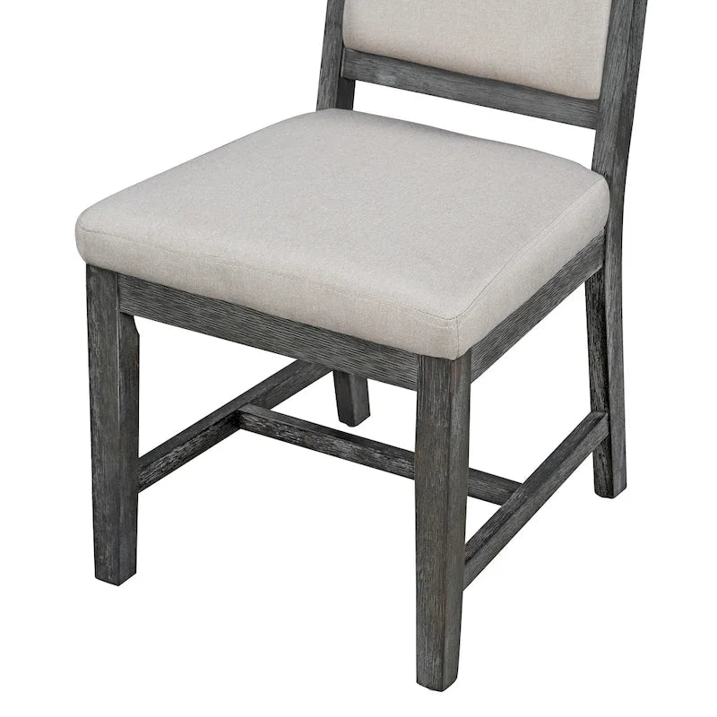 Ensemble de salle à manger 5 pièces avec table ronde extensible et 4 chaises rembourrées Style Ferme