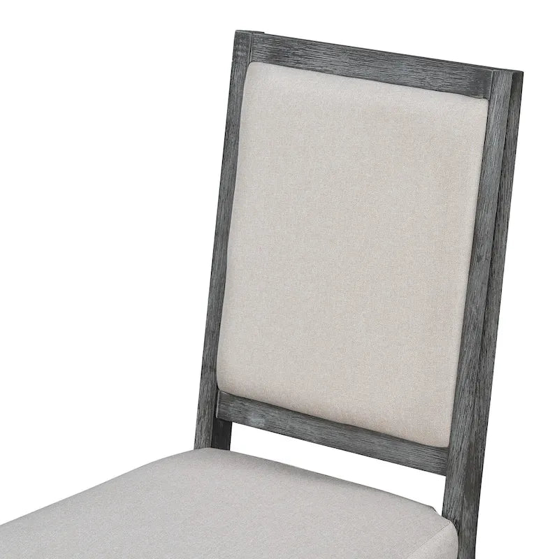 Ensemble de salle à manger 5 pièces avec table ronde extensible et 4 chaises rembourrées Style Ferme