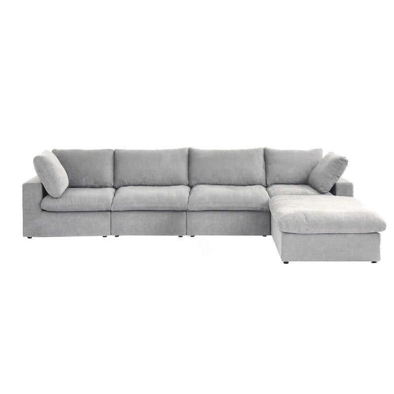 160,6 Canapé d'angle moderne en linCanapé modulaire 4 places avec pouf de rangement pour salon.