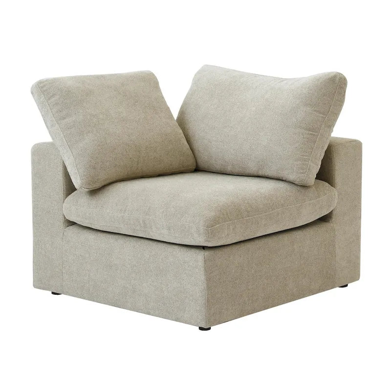 160,6 Canapé d'angle moderne en linCanapé modulaire 4 places avec pouf de rangement pour salon.