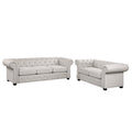 Ensemble canapé et causeuse chesterfield 2 pièces à accoudoirs roulés et capitonnés Corvus Aleksis