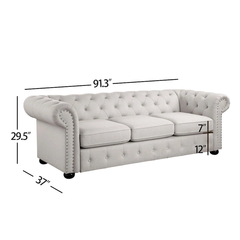 Ensemble canapé et causeuse chesterfield 2 pièces à accoudoirs roulés et capitonnés Corvus Aleksis