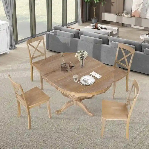 Table à manger ronde extensible 4 places de 42 à 54 po pour ferme