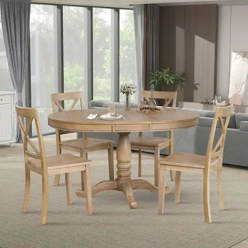 Table à manger ronde extensible 4 places de 42 à 54 po pour ferme