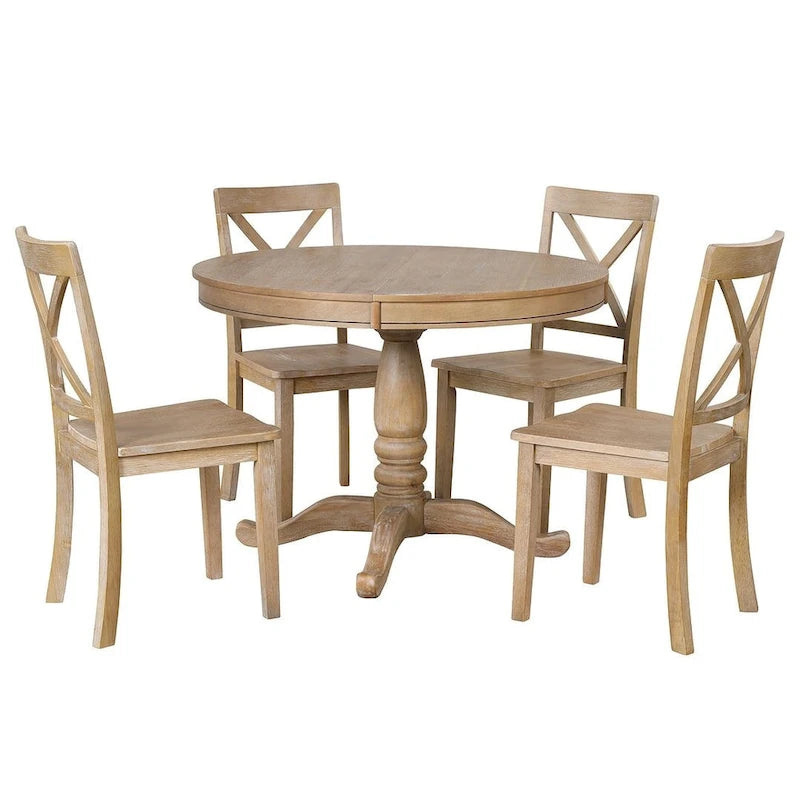 Table à manger ronde extensible 4 places de 42 à 54 po pour ferme