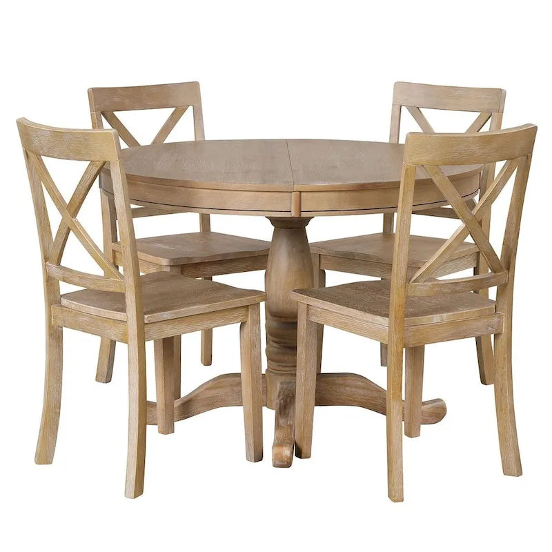 Table à manger ronde extensible 4 places de 42 à 54 po pour ferme