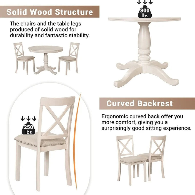 Table à manger ronde extensible 4 places de 42 à 54 po pour ferme
