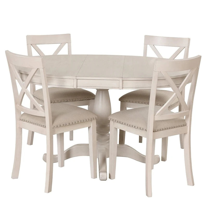 Table à manger ronde extensible 4 places de 42 à 54 po pour ferme