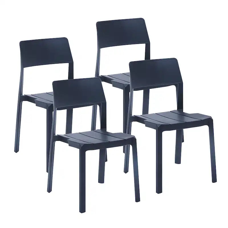 Lot de 4 chaises de salle à manger empilables Porthos Home Brock en plastique