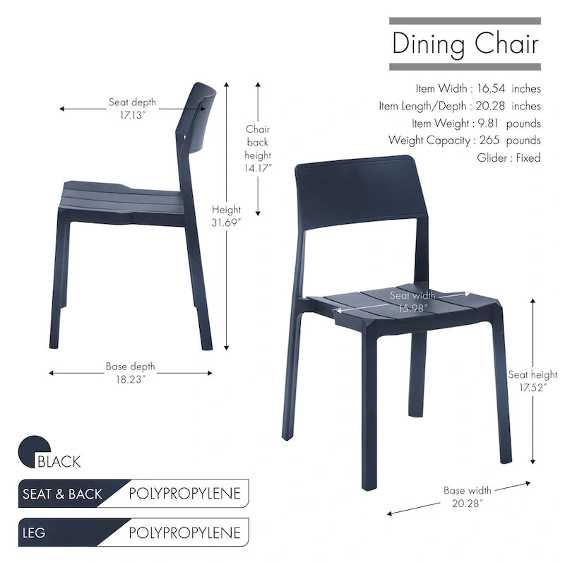 Lot de 4 chaises de salle à manger empilables Porthos Home Brock en plastique